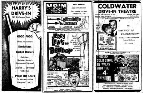 Jeannies Diner (Harrys Ice Cream) - Coldwater Newspaper Ad 7-2-60